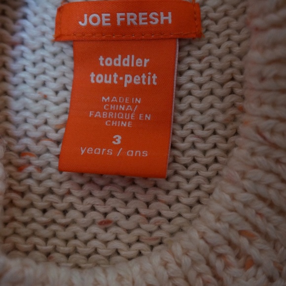 Girls Size 3 Joe Fresh Light Pink Knit Sweater - Picture 3 of 3